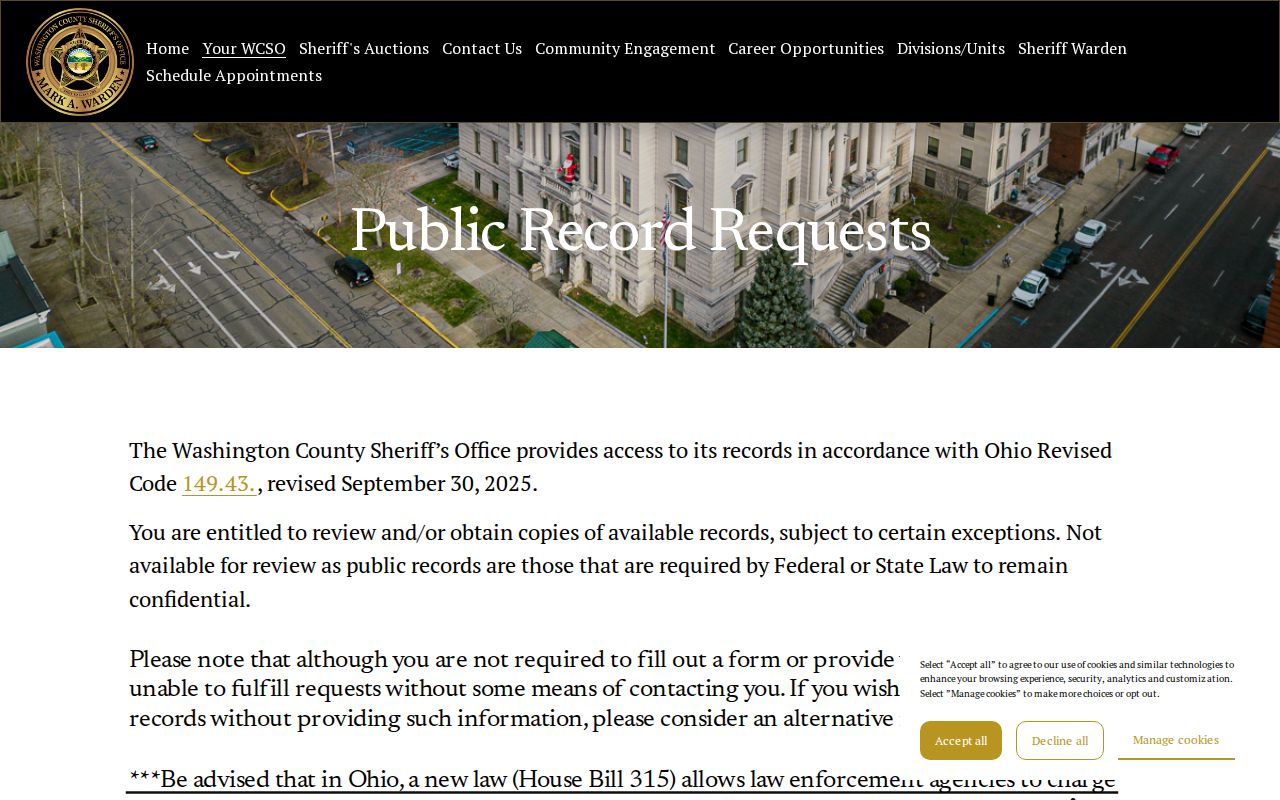 Washington County release records request interface